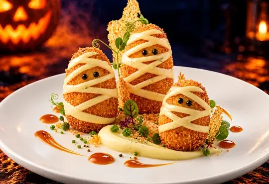 Croquetas de papa y carne momificadas - receta de Halloween con papa