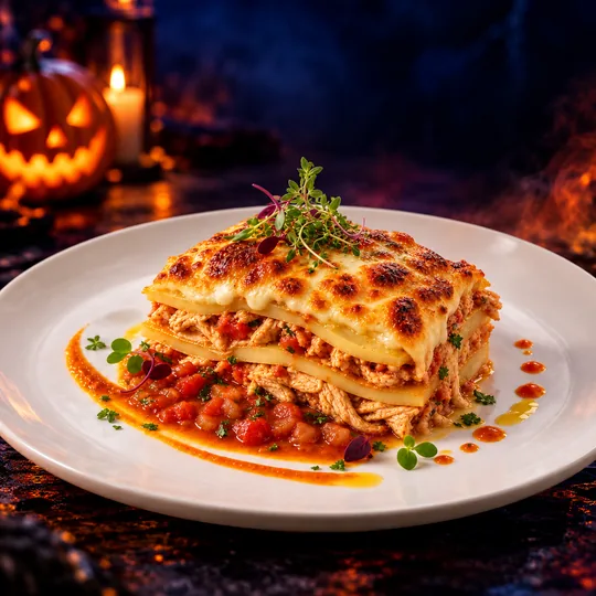 Lasaña de papa y pollo - receta de Halloween con papa