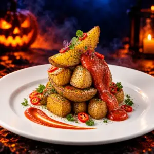 Papas bravas con salsa de pimentón - receta de Halloween con papa