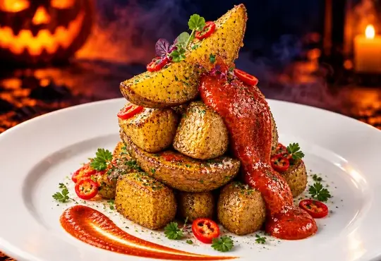 Papas bravas con salsa de pimentón - receta de Halloween con papa
